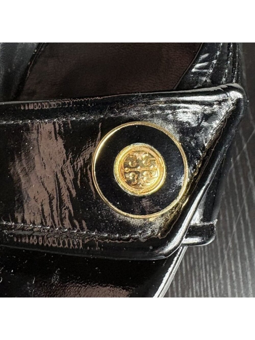 TORY BURCH Womens Size 9.5M Classic Black Open Toe Patent Leather Heels - Picture 4 of 12